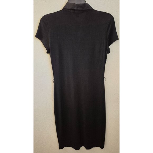 Banana Republic Black Silk Blend Short Sleeve Button Front Shirt Dress Sz M EUC - Picture 5 of 8